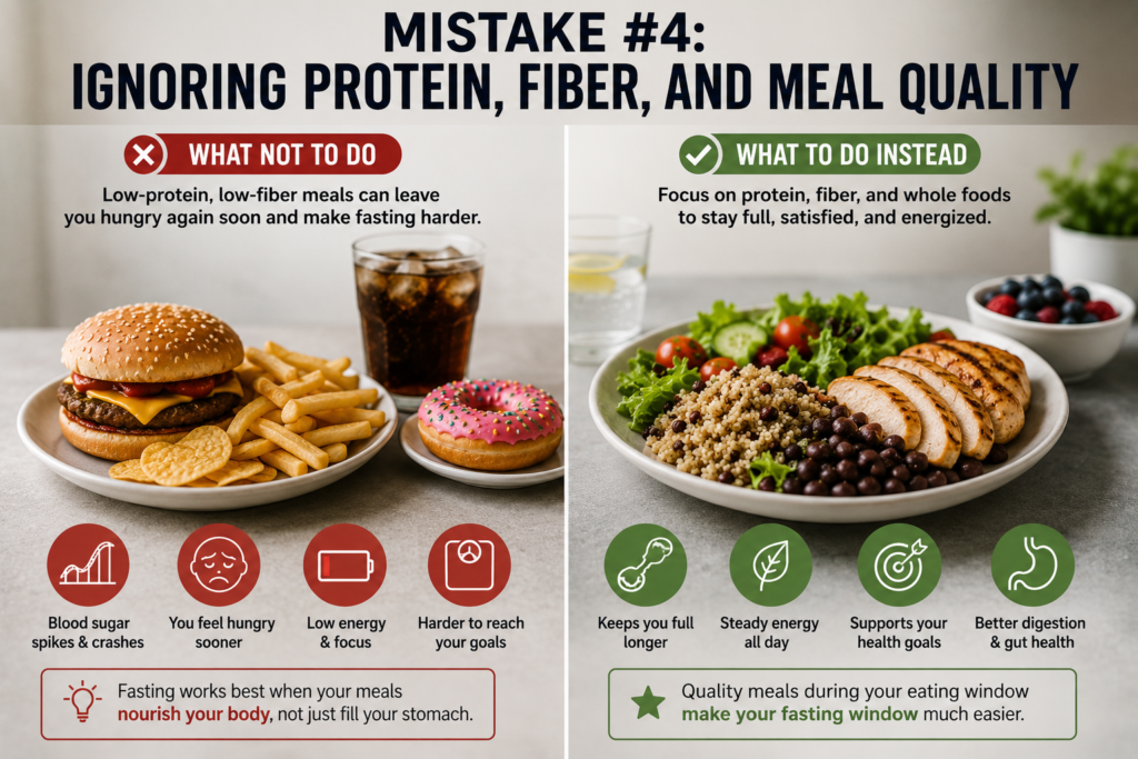 Mistake 4 Ignoring Protein, Fiber, and Meal Quality